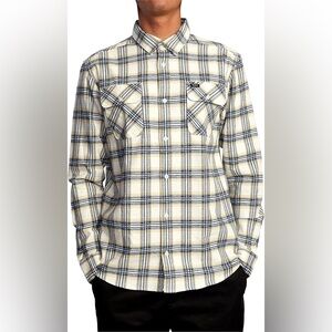 RVCA Standard Fit Long Sleeve Button Down Plaid Flannel Shirt